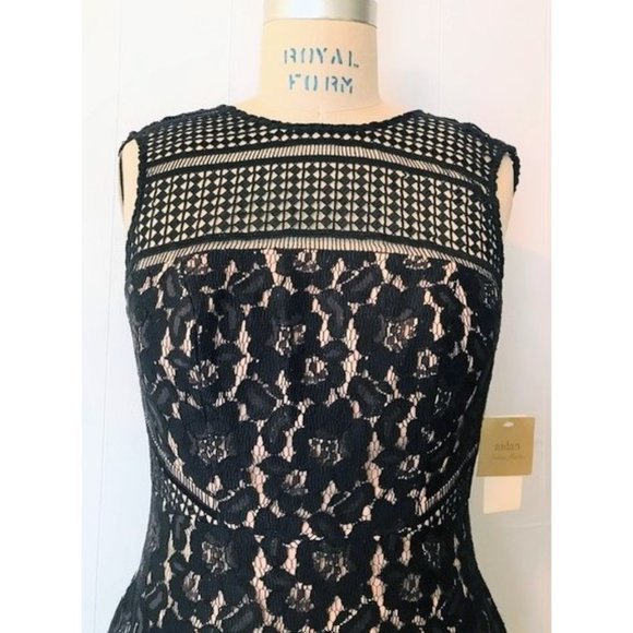 AIDAN MATTOX BLACK LACE FIT & FLARE SLEEVELESS MINI DRESS 0 NWT - Picture 5 of 10
